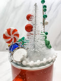 Holiday Snowman Mug Topper with Red Speckled Ceramic Mug