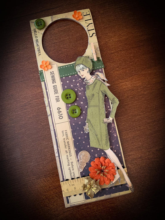 RETRO SEW PATTERN DOOR HANGER