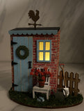 Decorated Garden Shed Kit - Red Brick and Blue