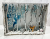 Snowy Forest with Deer Shadowbox