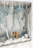 Snowy Forest with Deer Shadowbox