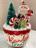 Reindeer Treats Bowl with Santa Bell Topper