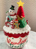 Reindeer Treats Bowl with Snowman Topper