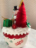 Reindeer Treats Bowl with Snowman Topper