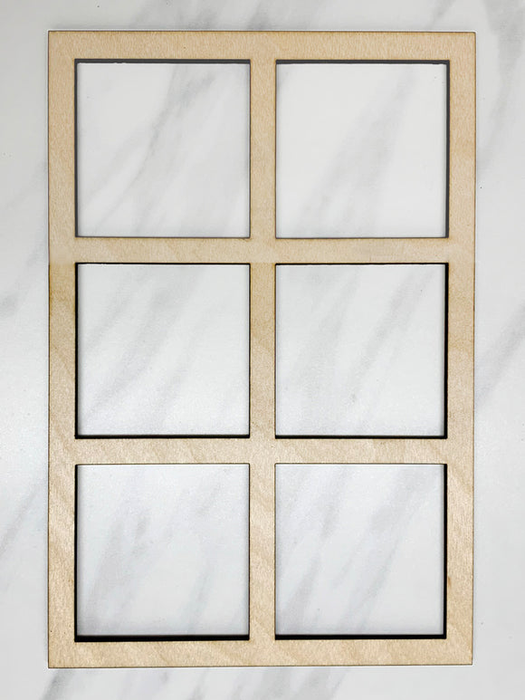 Unfinished Wood Mini Six-Panel Window