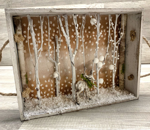 Winter Deer Shadow Box