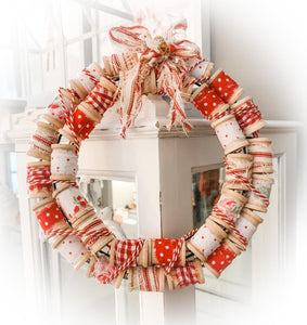 Red and White Spool Wreath
