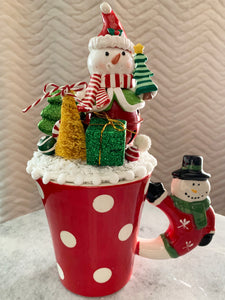 Snowman Ceramic Mug with Topper